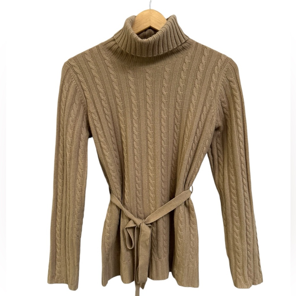 Burberry London 100% Cashmere Cable Knit Ribbed Turtleneck Sweater Size …